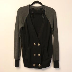 Colour blocked cardigan nautical buttons